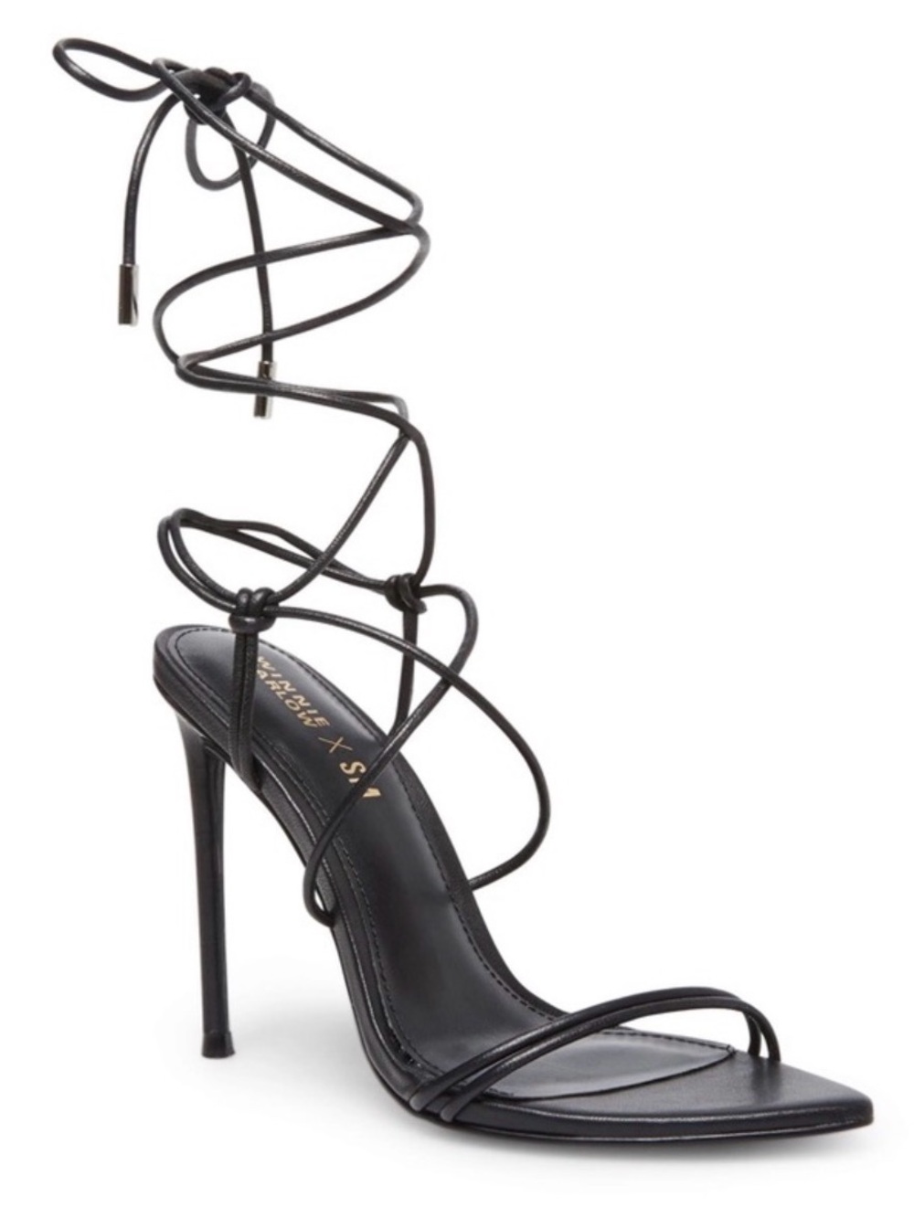 Steve Madden xWinnie Harlow Black Lace-Up Strappy High Heel Sandal
